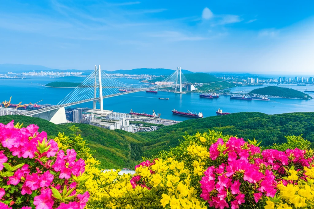 천마산 하늘전망대에서 바라본 부산항 전경